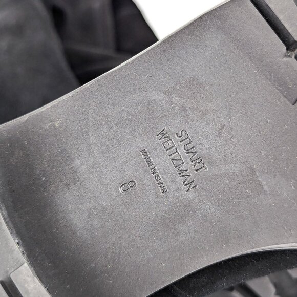 Stuart Weitzman Women City Lug Back Lace Black Suede OTK fashion Boots size 8 - Picture 9 of 9